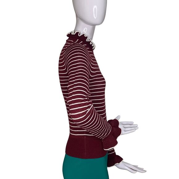 H&M Divided Fine Knit Striped Burgundy and White Pullover Size XS - Picture 6 of 10